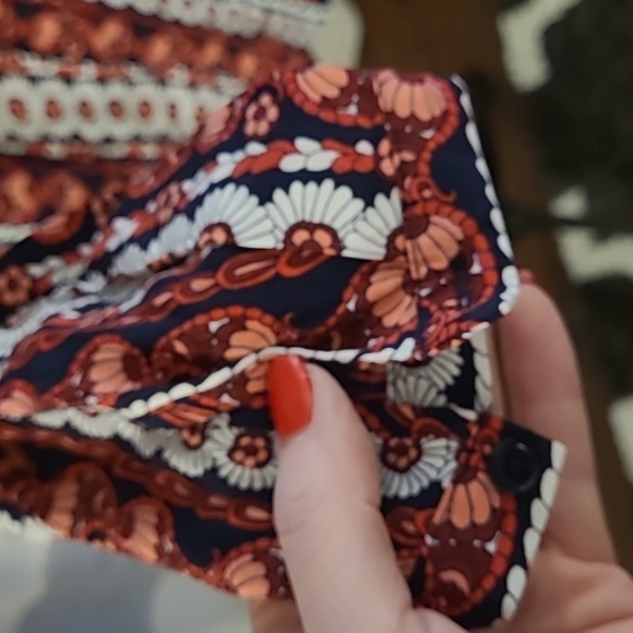 Crown & Ivy sz small navy red coral summer tunic shirt WT283 - Picture 3 of 5